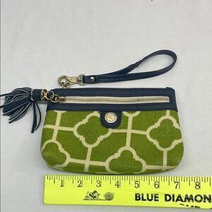 Spartina 449 Green and Navy Wristlet with tassel